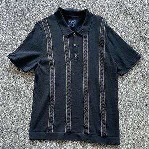 Black Polo Shirt with White Stripes